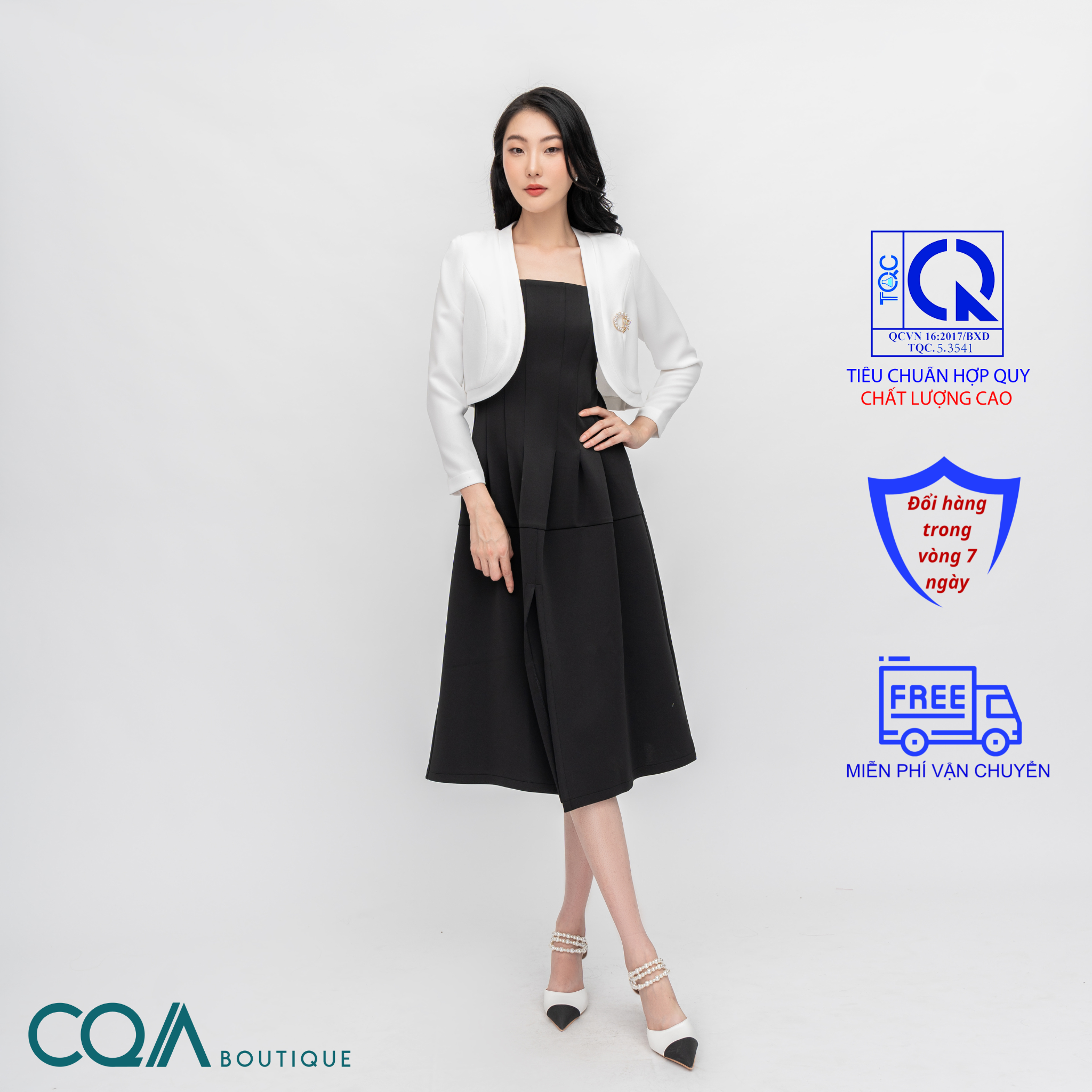 Set Đầm Vest Xẻ Trước CQA0114 Thanh Lịch