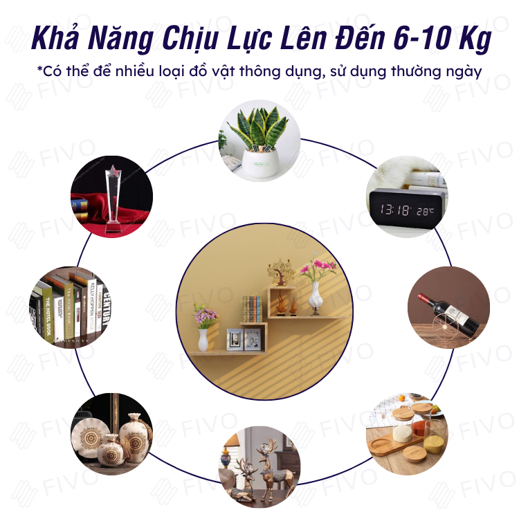 Combo 2 Kệ Gỗ Treo Tường Chữ J FIVO FB42 Thiết Kế Âm Tường, Đa Dạng Cách Trang Trí, Chịu Lực Tốt - Giá Rẻ