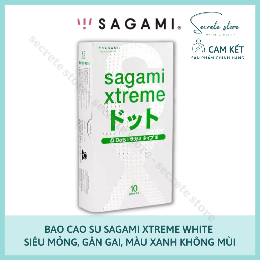 Bao cao su Sagami Xtreme White - thương hiệu Nhật Bản có gân gai, màu xanh lá cây