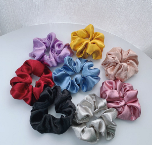 Dây cột tóc buộc tóc Scrunchies vải satin phong cách retro cổ điển cao cấp