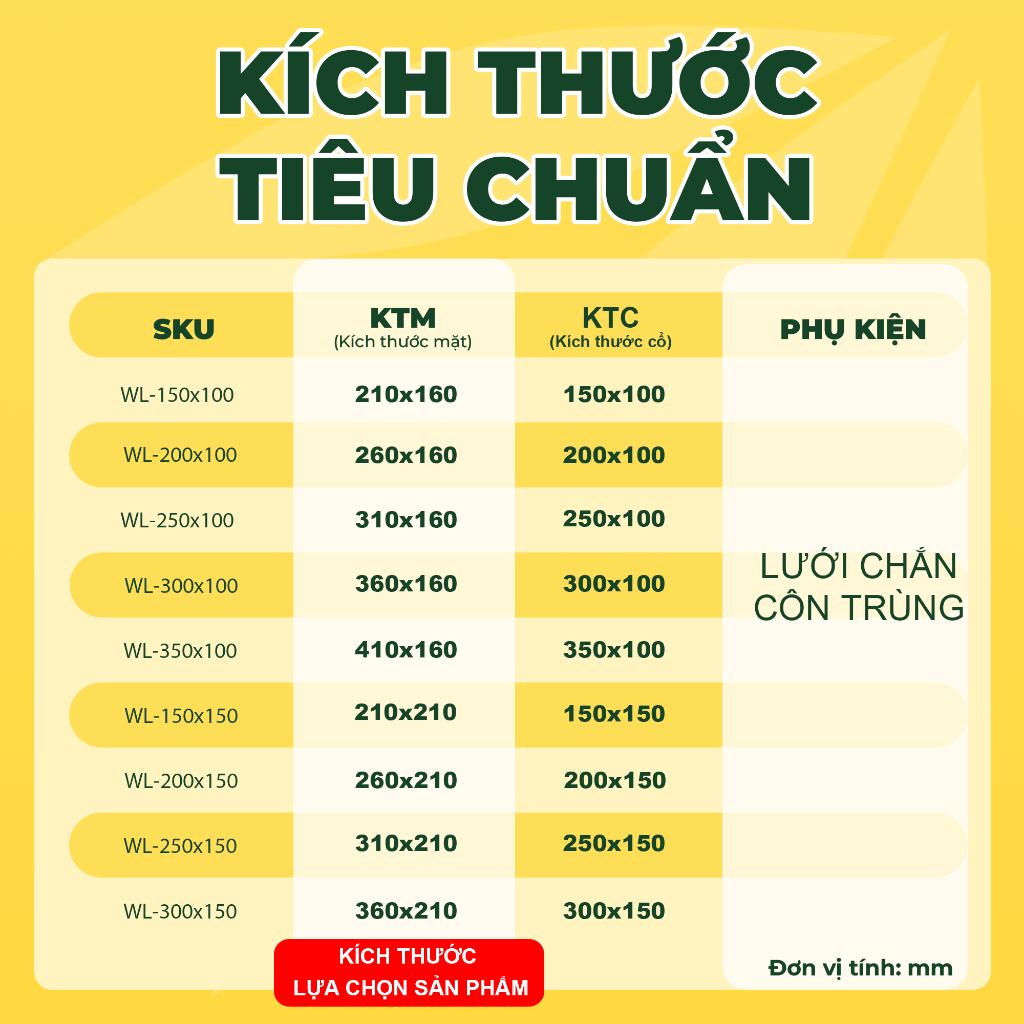 Asia Green - Cửa Gió Nan Z Kèm Lưới Chắn Côn Trùng, Ngăn Nước Mưa, Hợp Kim Nhôm Cao Cấp Hàng chính hãng (Bao gồm VAT)
