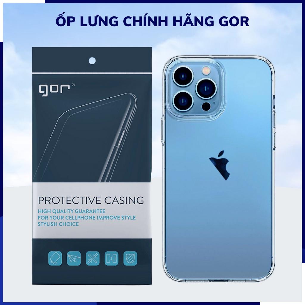 Ốp lưng ip 14 pro max ip 14 plus 14 pro 13 12 mini silicon trong suốt chính hãng GOR bảo vệ camera huỳnh tân store - Hàng nhập khẩu