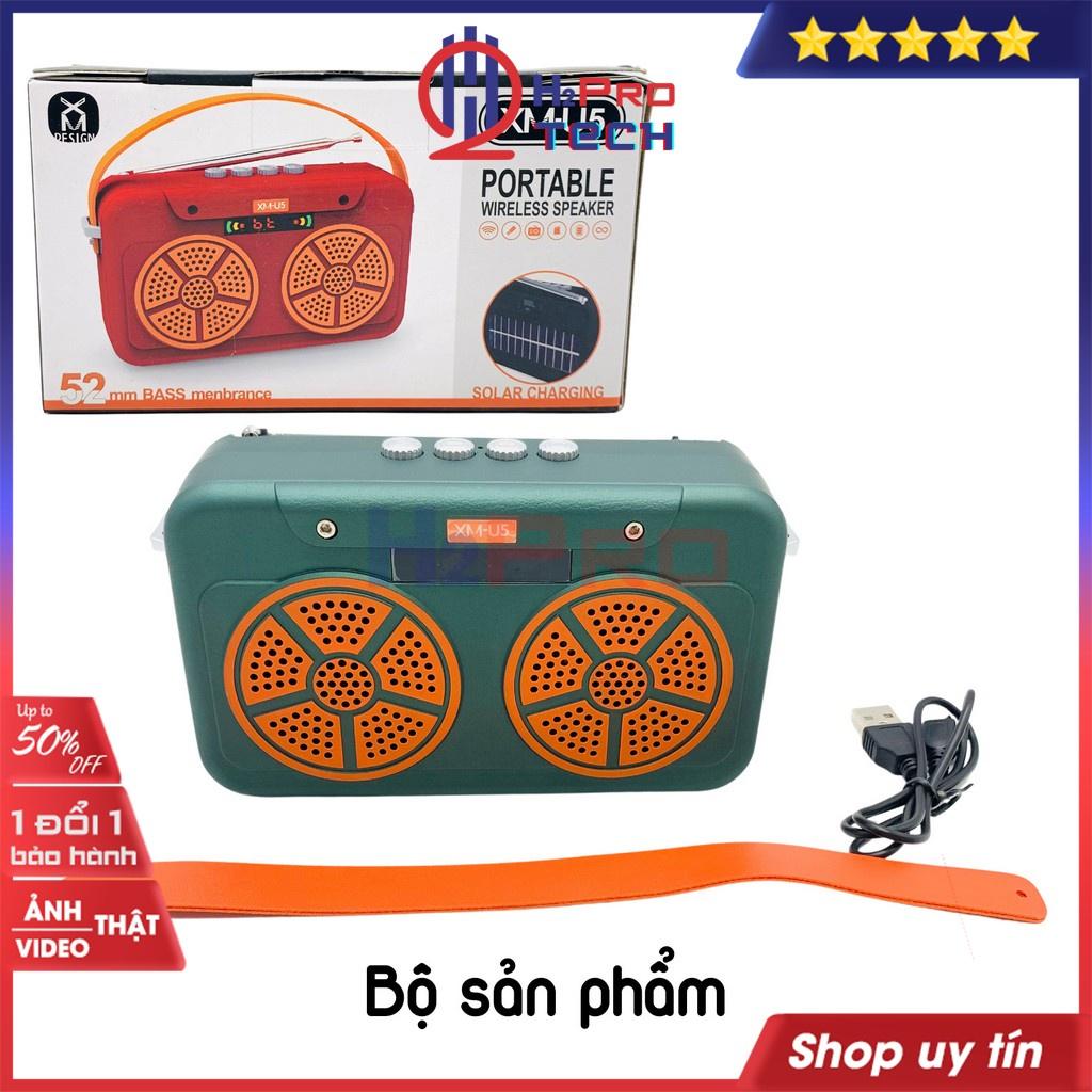 Loa bluetooth mini, loa nghe nhạc giá rẻ XM-U5 5W pin sạc mặt trời, nghe nhạc hay, đài radio FM,USB,thẻ nhớ-H2pro tech