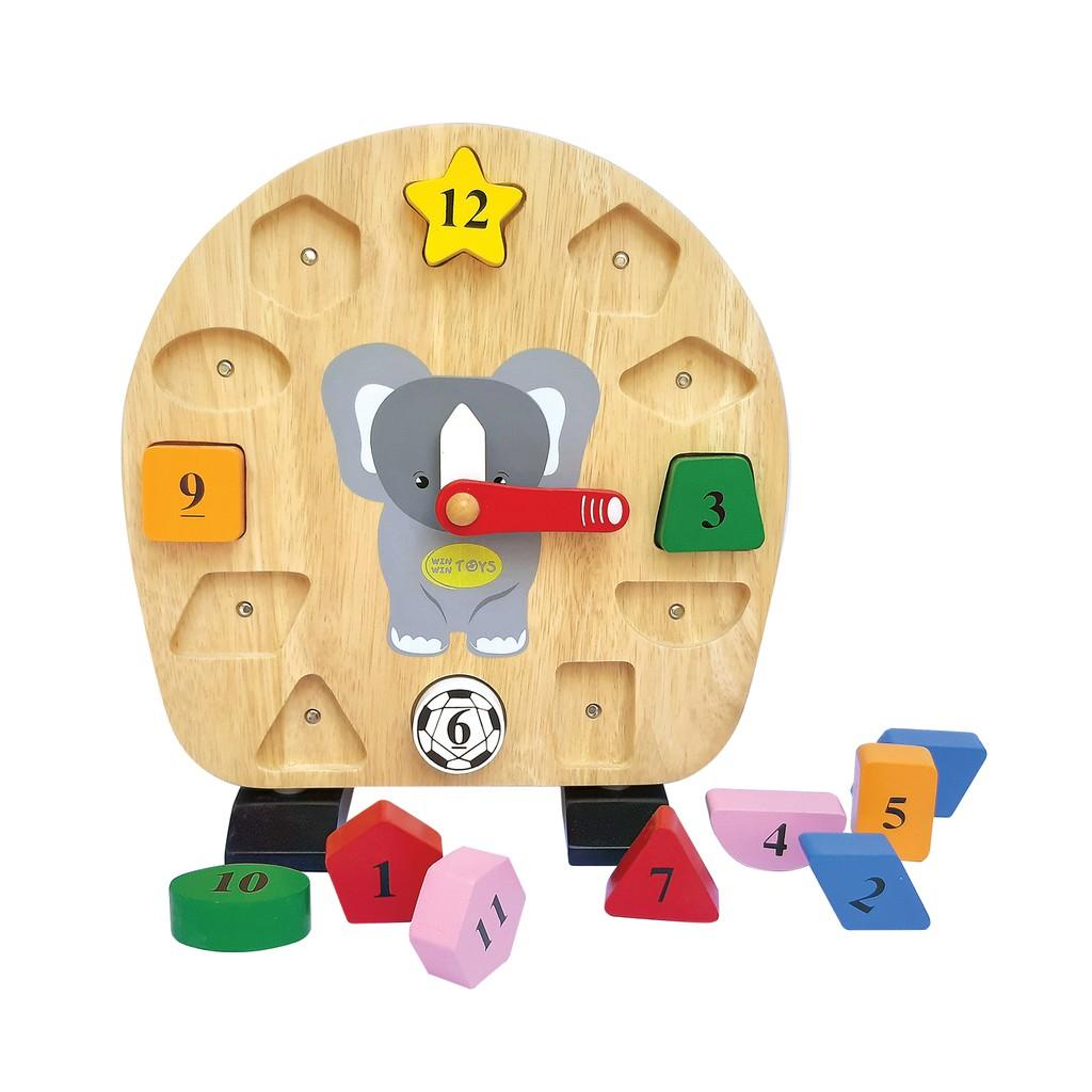 Đồ chơi gỗ Đồng hồ voi con | Winwintoys 67112 | Phân biệt màu sắc, nhận biết thời gian và hình học cơ bản