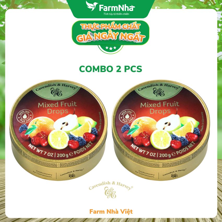 (Combo 2 hộp) Kẹo trái cây Cavendish &amp; Harvey vị ALL FRUIT 200gr - Sản phẩm nhập khẩu từ Đức