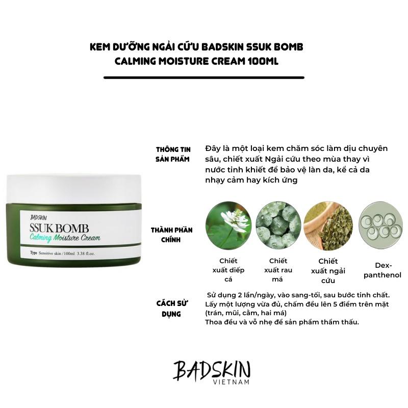 Kem dưỡng ngải cứu giúp dịu da BadSkin SSUK Bomb Calming Moisture Cream 100ml