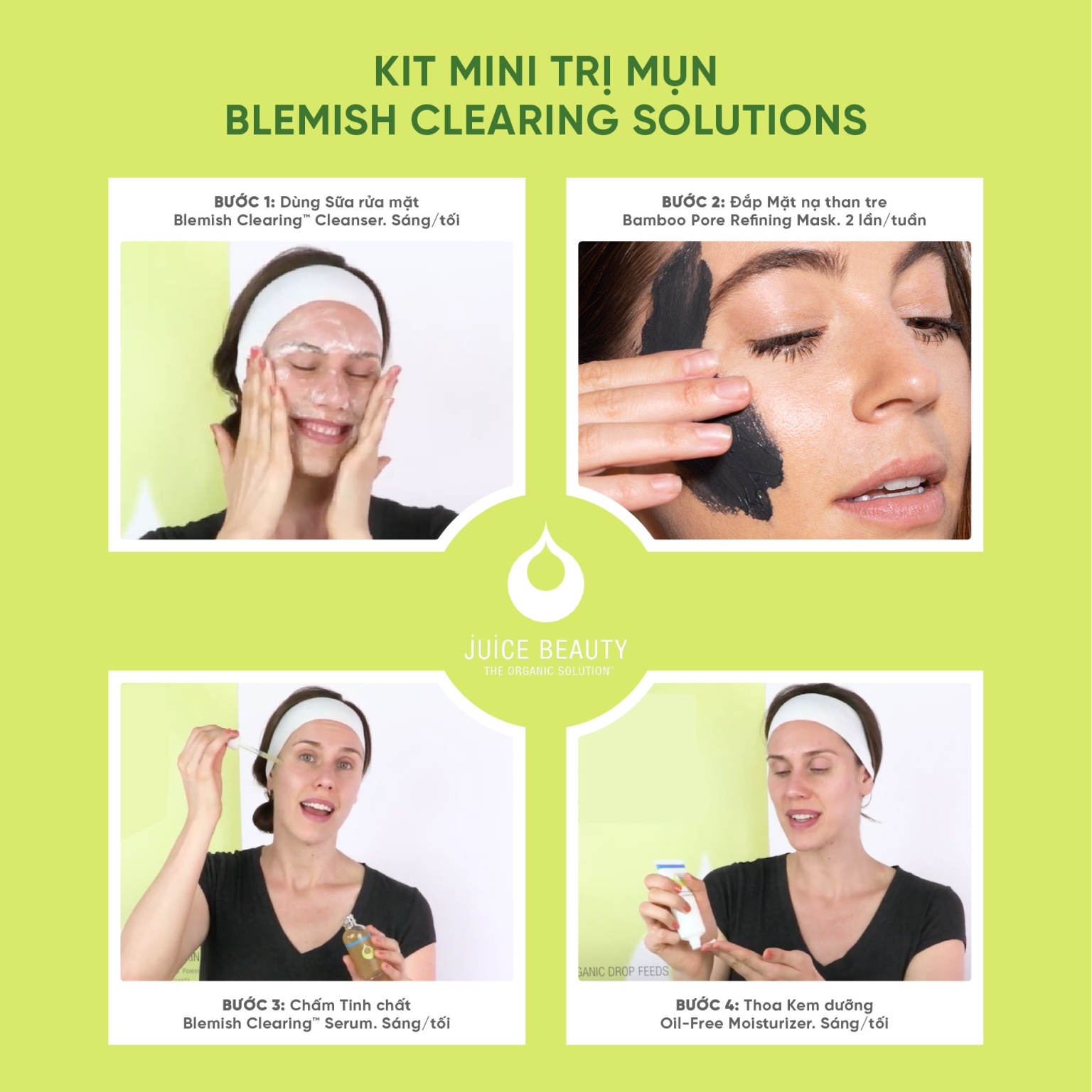 Bộ Giảm Mụn Hữu Cơ Juice Beauty Blemish Clearing Solutions