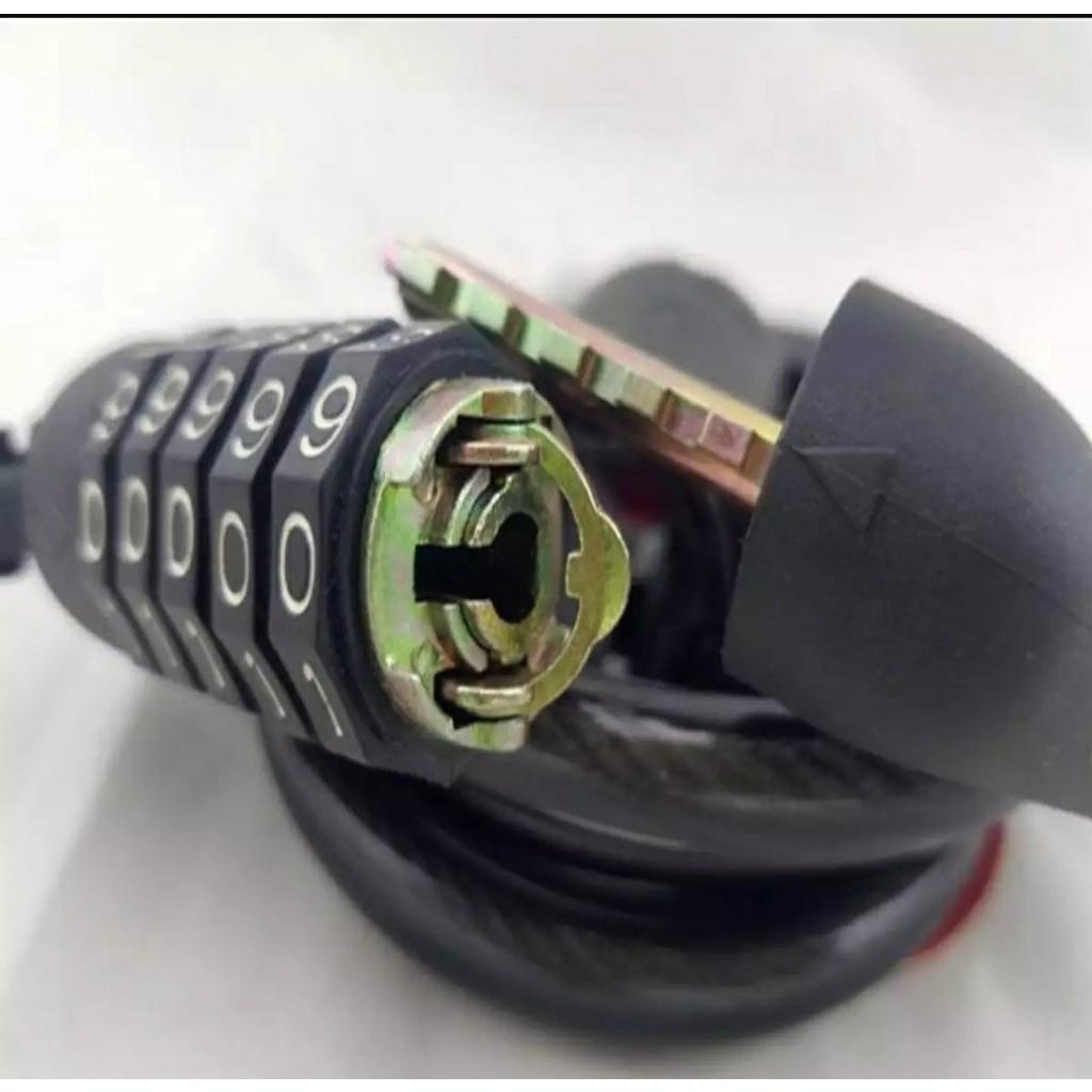 Ổ khóa dây xe đạp, xe điện, xe máy mật mã 5 số dài 1m2