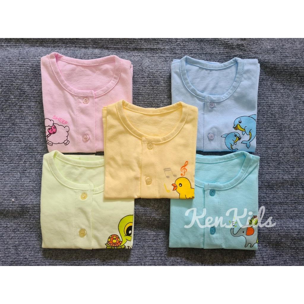 COMBO 5 Áo sơ sinh tay ngắn màu cổ tròn chất thun 100% cotton