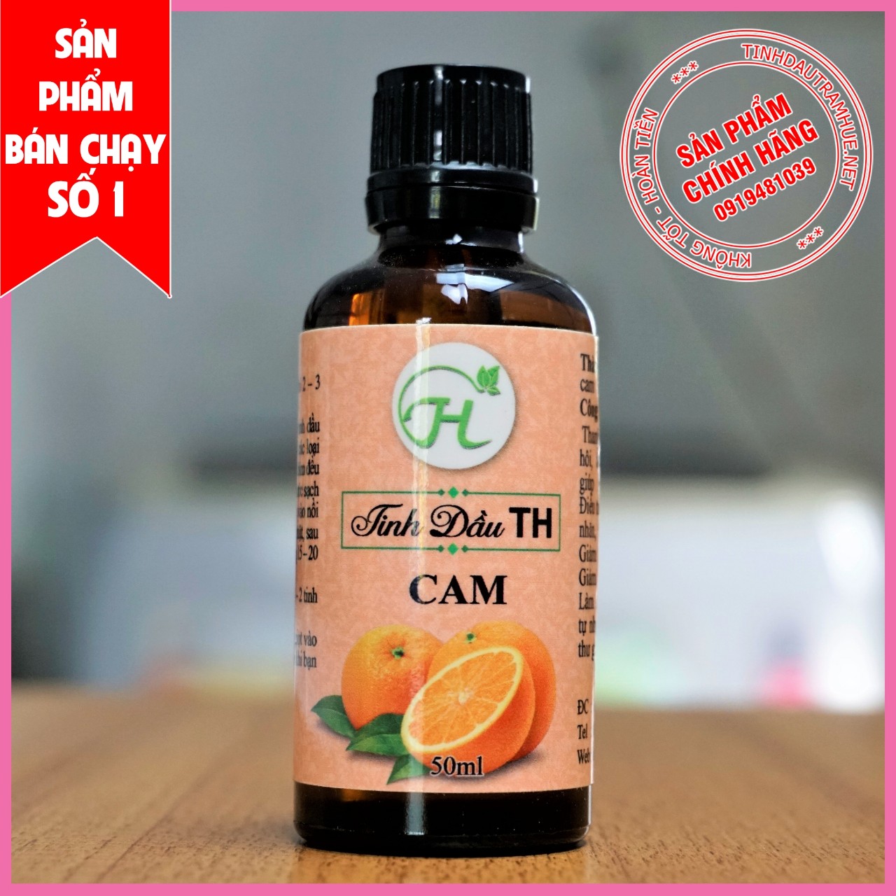 (MUA 1 Tặng ĐÈN XÔNG) Tinh Dầu Cam TH 50ml Nguyên Chất, Thơm Phòng, Khử Mùi,  Kháng Khuẩn và Thư giãn tinh thần, cân bằng cảm xúc