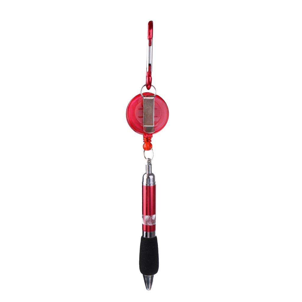 Portable Retractable Golf Scoring Pen Belt Clip with Carabiner Snap Hook