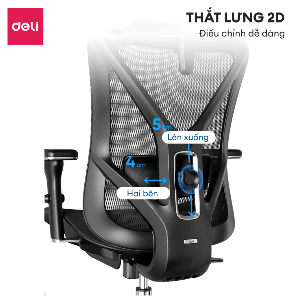 [ ] Ghế Xoay Văn Phòng Công Thái Học Cao Cấp Ngả 125 Độ Có Tùy Chỉnh Tựa Tay, Tựa Cổ Deli  Hỗ Trợ Đốt Sống Cổ Tối Ưu Tư Thế Ngồi - Ghế Giám Đốc Bảo Hành 3 Năm