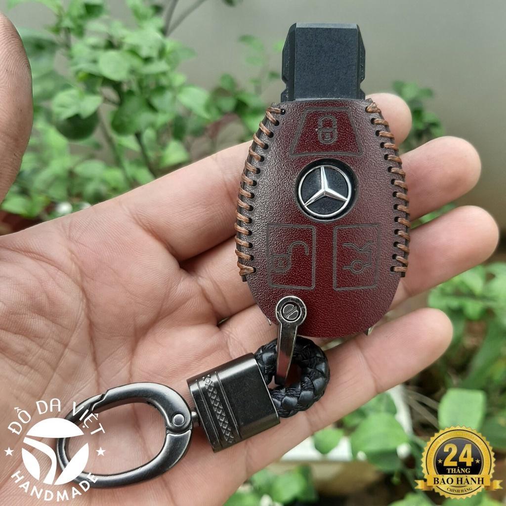 Bao da chìa khoá Mercedes C class, E class, GLK, GLC, ML ... chìa mec bằng da bò, bảo hành 24 tháng, nhiều mầu