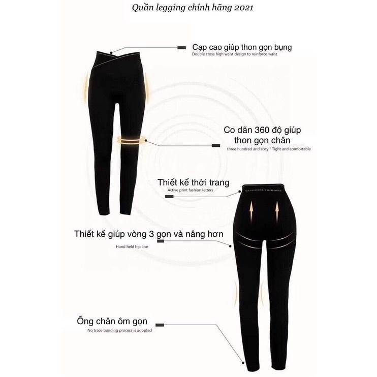 Quần legging cạp chéo cạp cao gen bụng vải umi