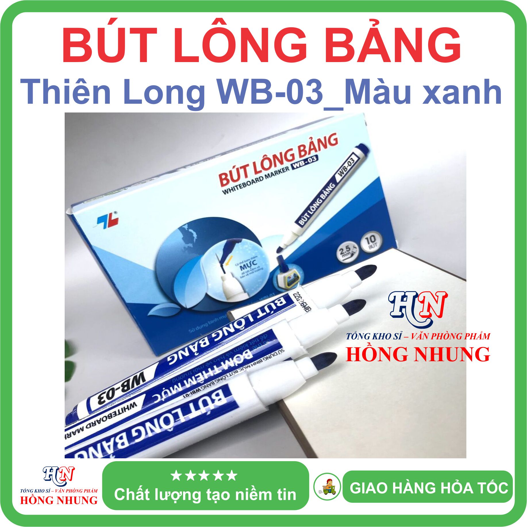 [SALE] Bút Lông Viết Bảng Trắng WB-03, Mực êm đều, dễ lau chùi.