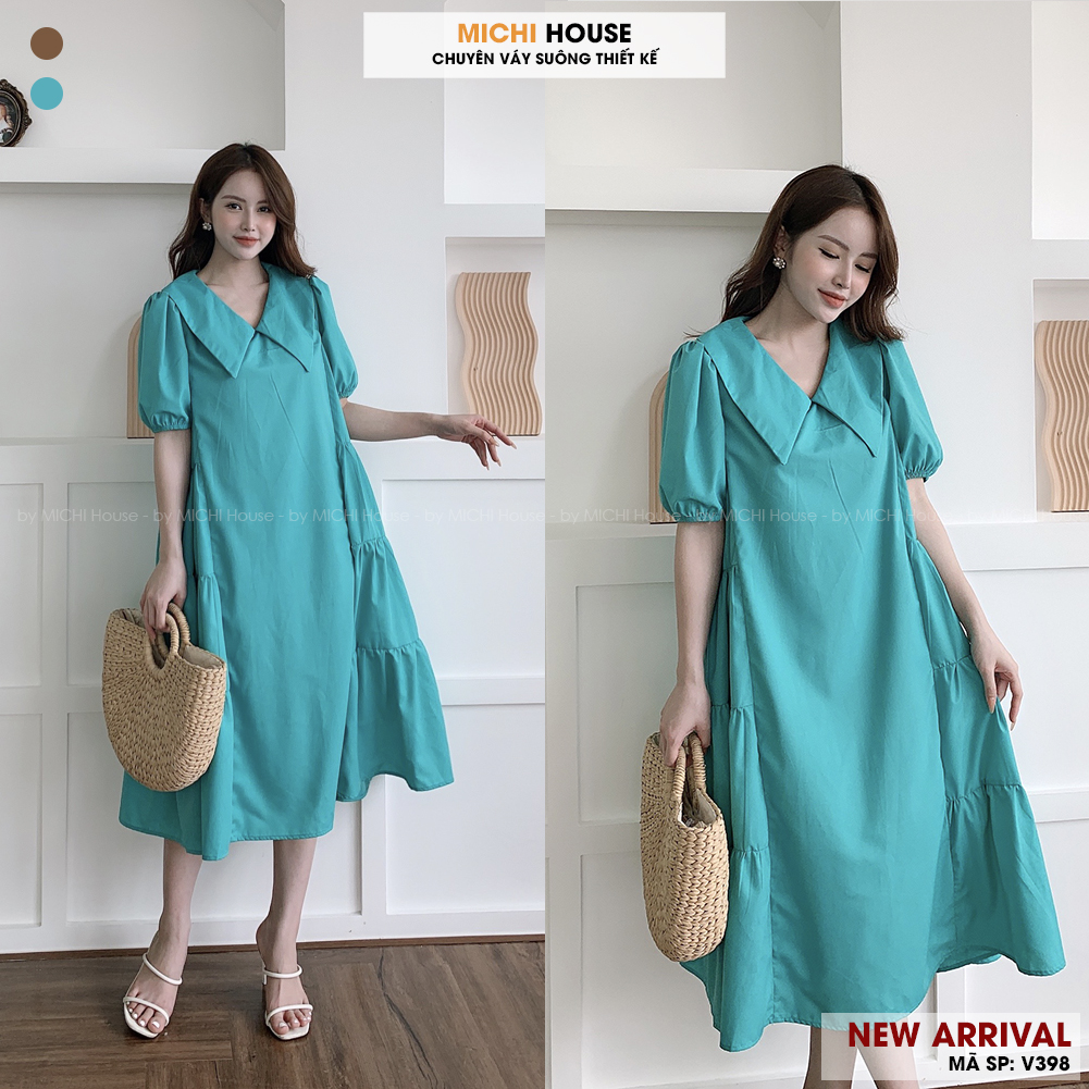 Đầm Suông MICHI House - V398 Váy Xuông Rộng Có Cổ Freesize Chất Thô Mát Có Thể Mặc Bầu