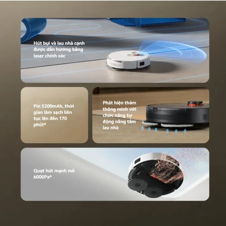 Robot Hút Bụi Lau Nhà 2in1 Xiaomi Robot Vacuum S20+ White | Lực hút mạnh 6000Pa | Hàng Chính Hãng