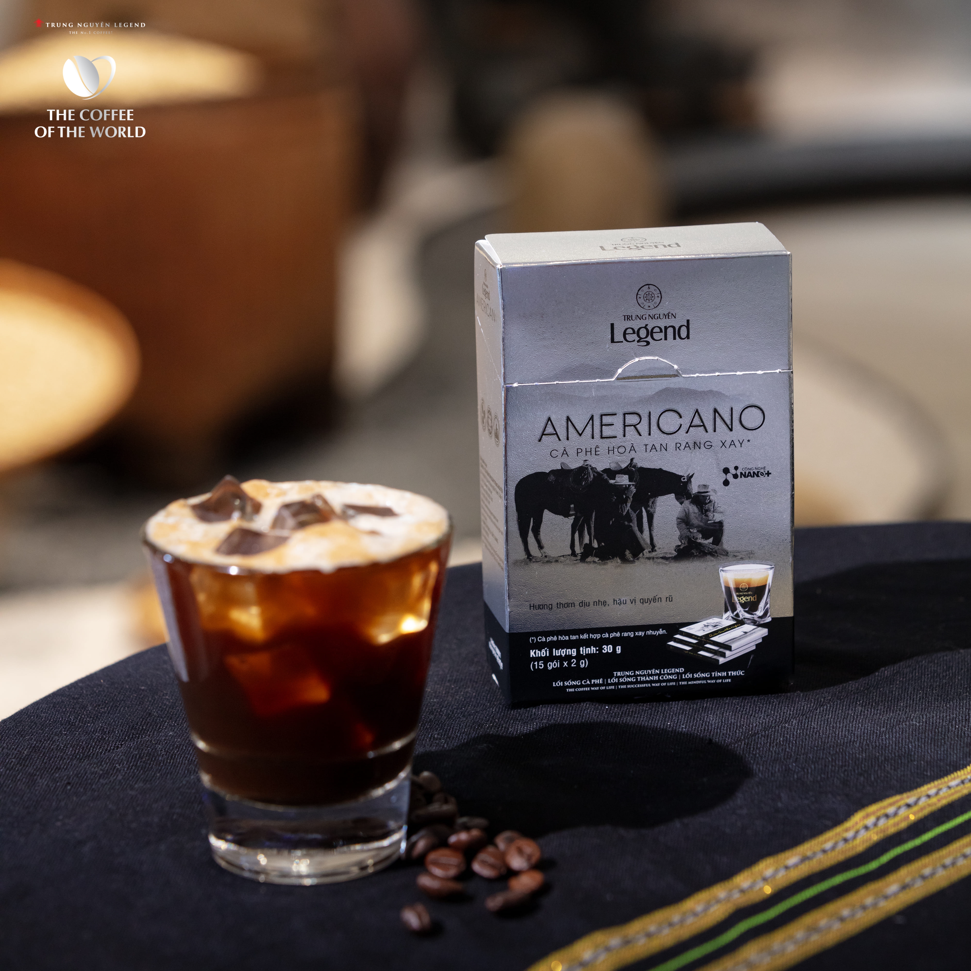 Cà phê hòa tan đen - Trung Nguyên Legend Americano hộp 15 gói x 2g