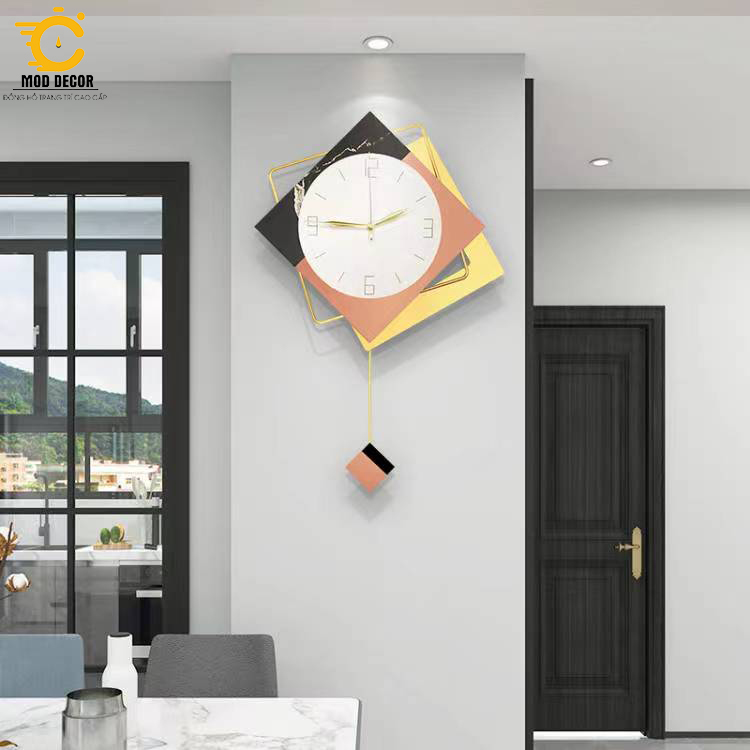 Đồng hồ treo tường kim trôi quả lắc 097 phong cách Bắc Âu sang trọng, hiện đại