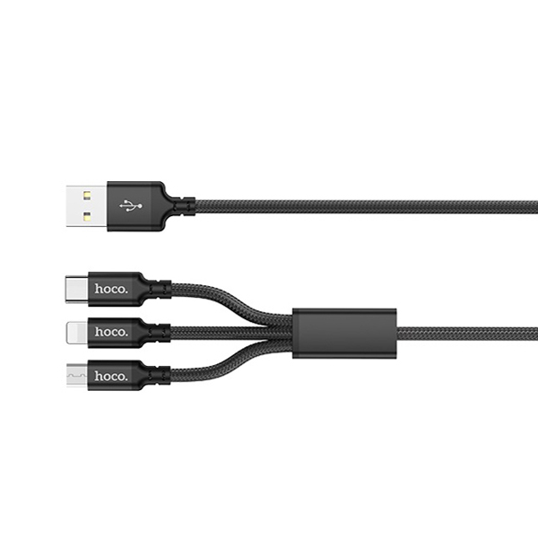 Cáp sạc 3 đầu 2.4A Max Micro USB -Lightning -Type C ( 2 màu) - Hàng chính hãng