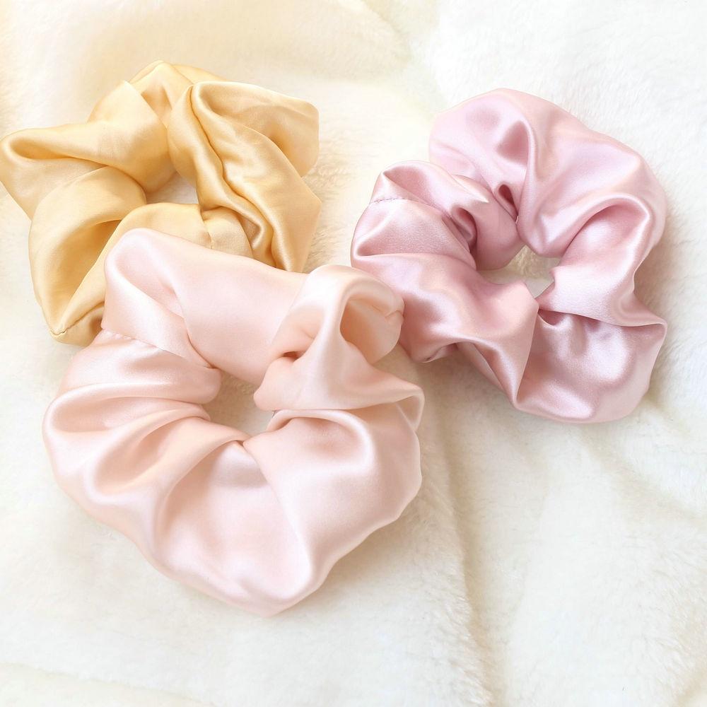 Scrunchies lụa cột tóc màu pastel trơn cao cấp iLita - Dây buộc tóc scrunchie set dễ thương sang trọng