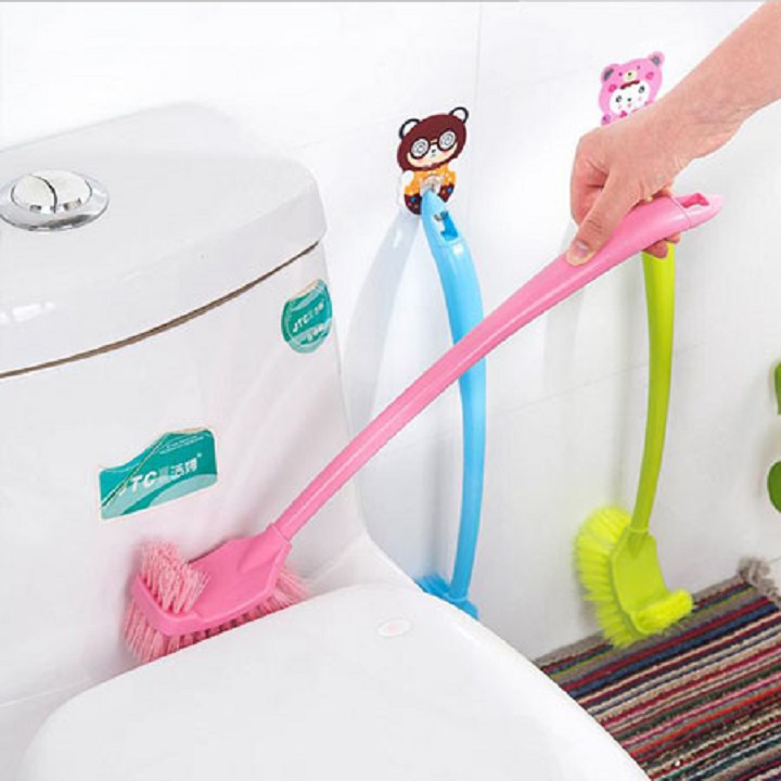 Cọ bồn cầu toilet 2 đầu cán dài lông chổi mềm bằng nhựa cao cấp