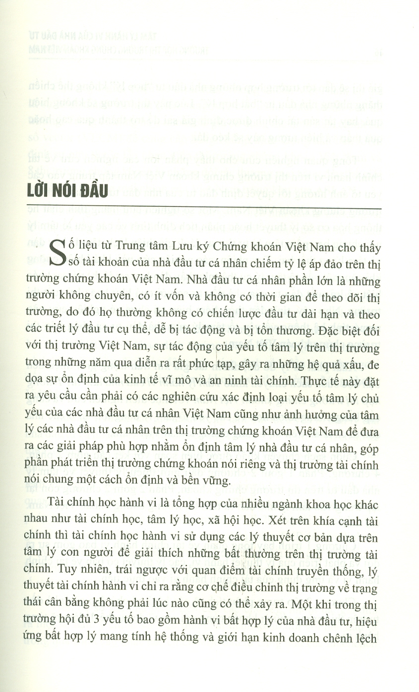 Tâm Lý Hành Vi Của Nhà Đầu Tư: Trường Hợp Thị Trường Chứng Khoán Việt Nam