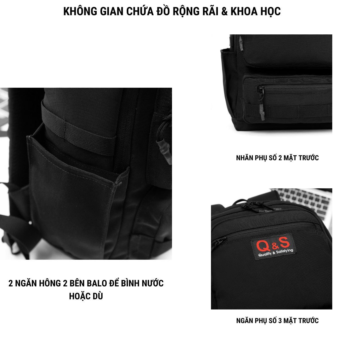 Balo cặp học sinh đi học QASA basic vải polyester chống nước chống gù thời trang nam nữ siêu nhẹ phong cách Hàn quốc