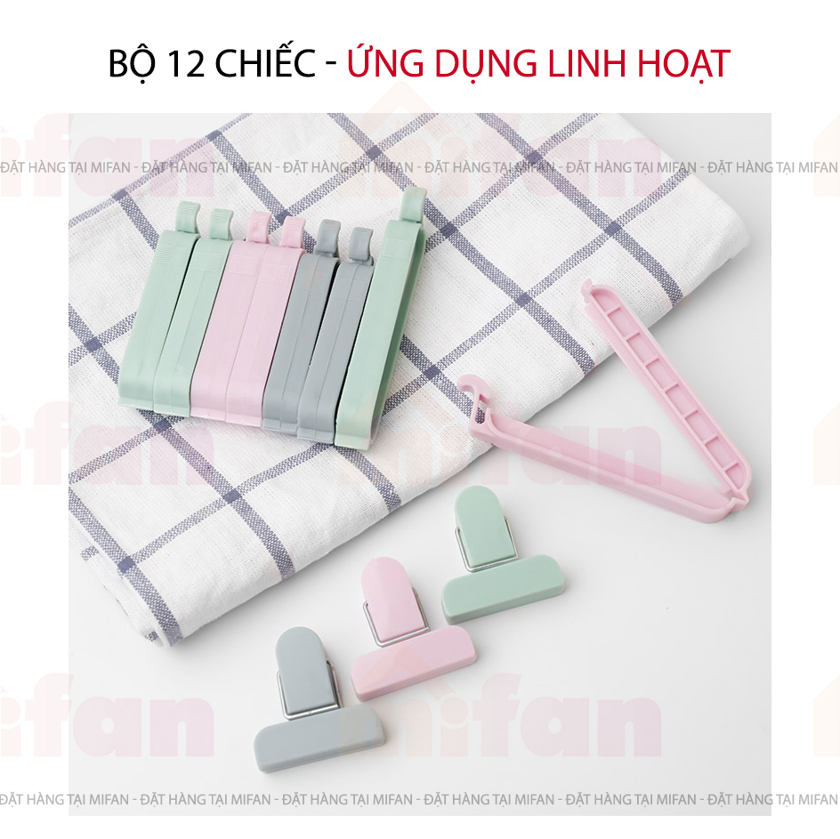 Bộ 12 Kẹp Miệng Túi Thực Phẩm Mifan Cao Cấp - Chống Ẩm, Chống Mốc, Chống Bụi, Bảo Quản Thực Phẩm Luôn Tươi Ngon