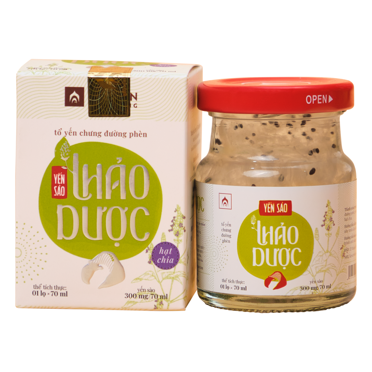 Nước Yến Sào Hạt Chia - Nhà Yến Nha Trang - Hộp 12 Lọ - Tổ Yến Chưng Sẵn - Nước Yến Chưng Sẵn - Hàng Chính Hãng