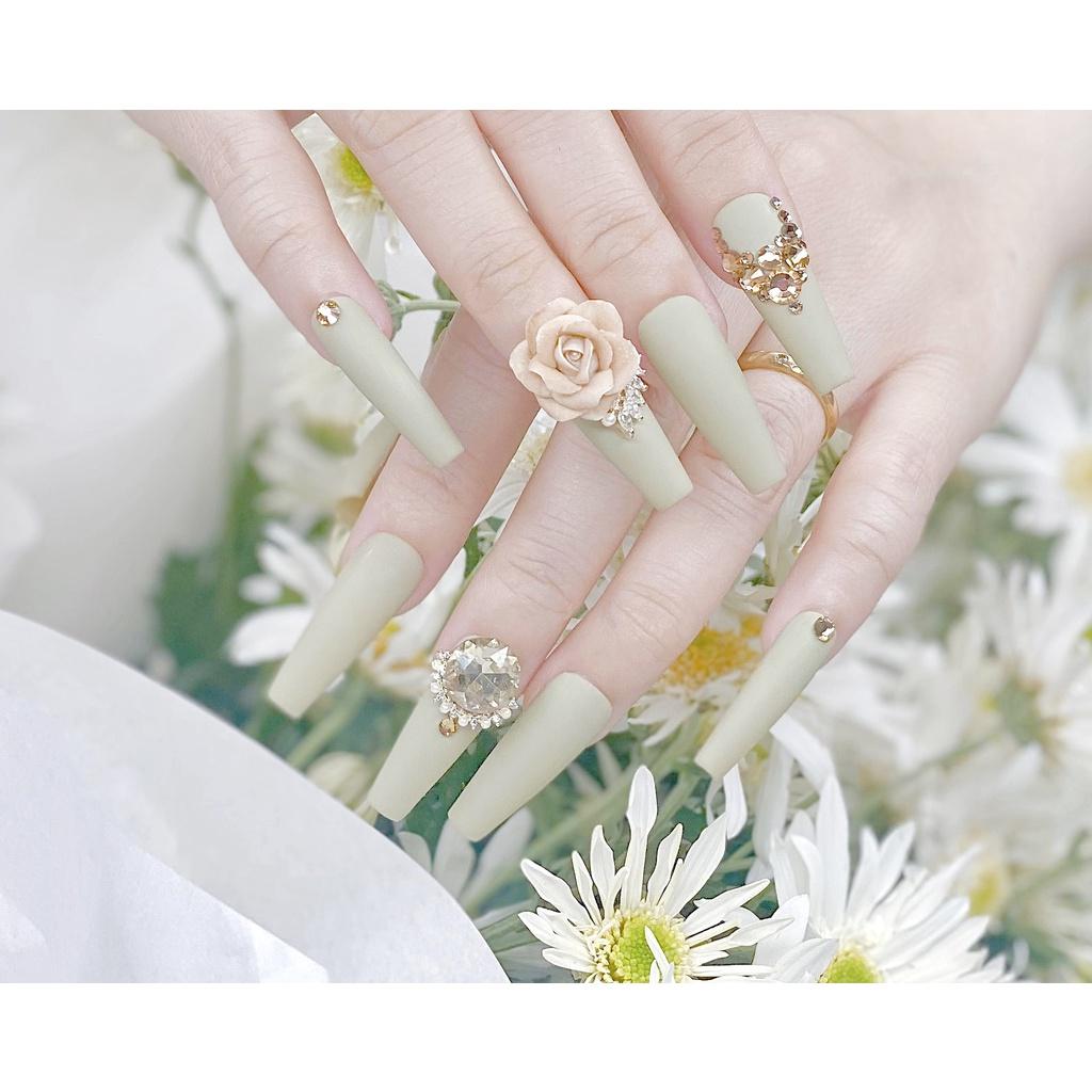 Nail Box > Móng up trang trí hoa hồng phụ kiện và đá
