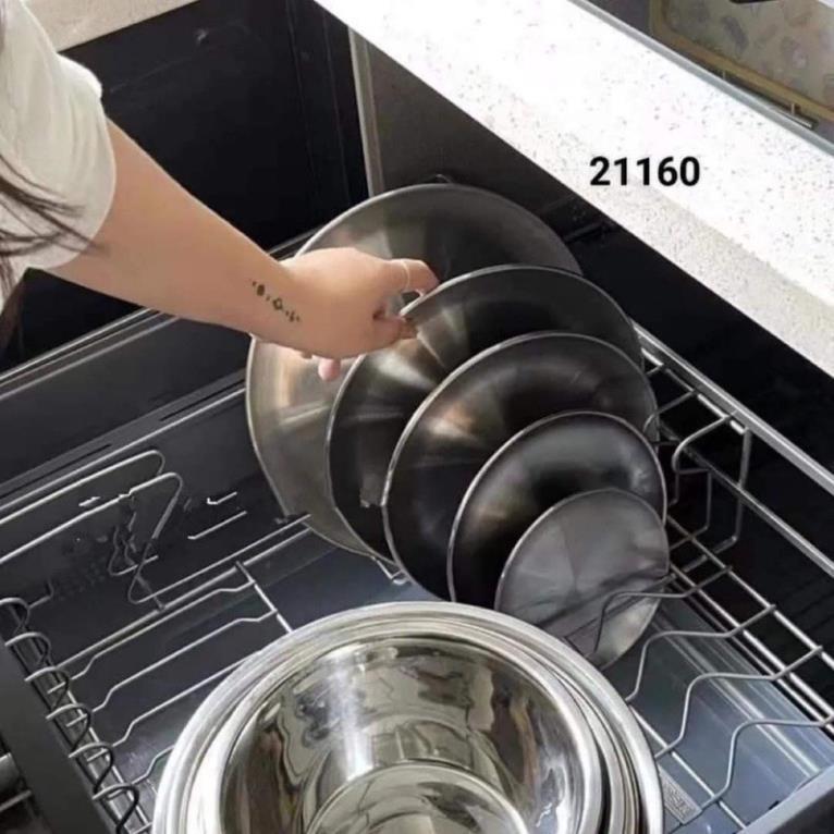 Set 5 Đĩa Inox Tròn Hàn Quốc đựng thức ăn hoa quả
