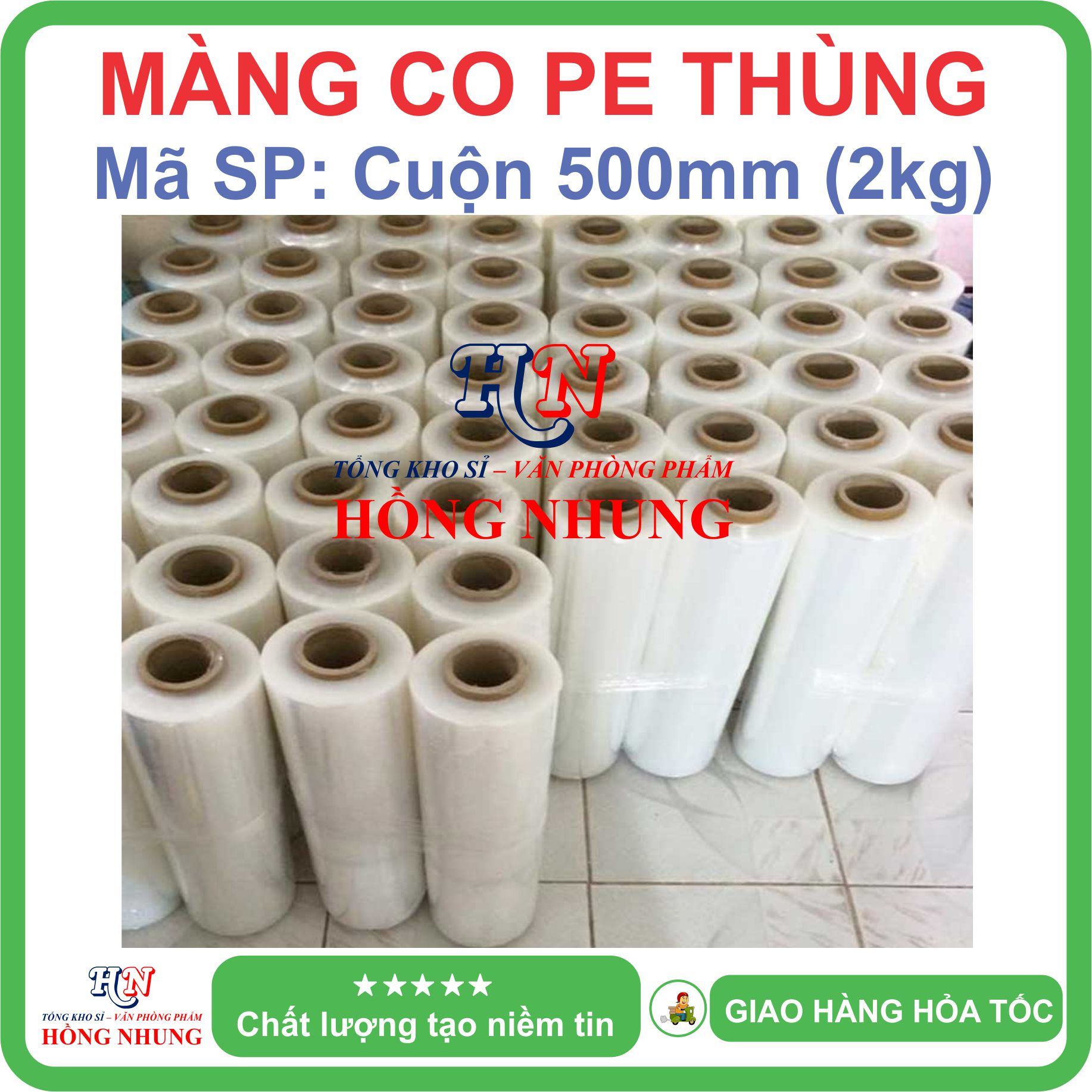 [SALE] Màng PE, màng co, màng chít 2kg khổ rộng 50cm - Chất liệu nilon dai, bóng đẹp, chắc chắn, cho bạn an tâm đóng hàng