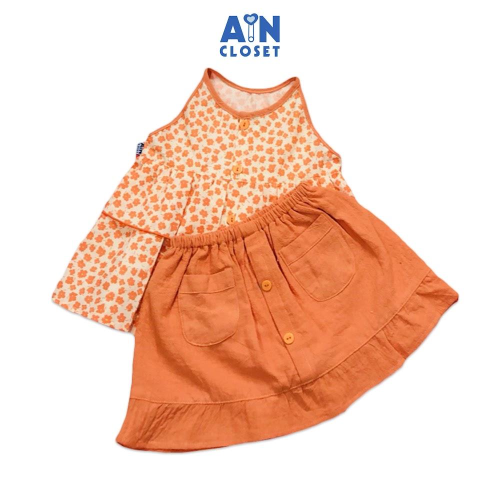 Bộ áo váy ngắn bé gái hoạ tiết Hoa cam bèo 2 tầng - AICDBGWQD8GT - AIN Closet