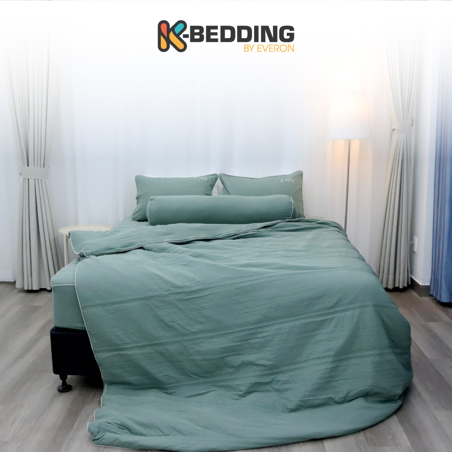 Bộ ga giường chần bông KBedding by Everon Micro Modal KMMS 204 xanh lá cây (4 món)