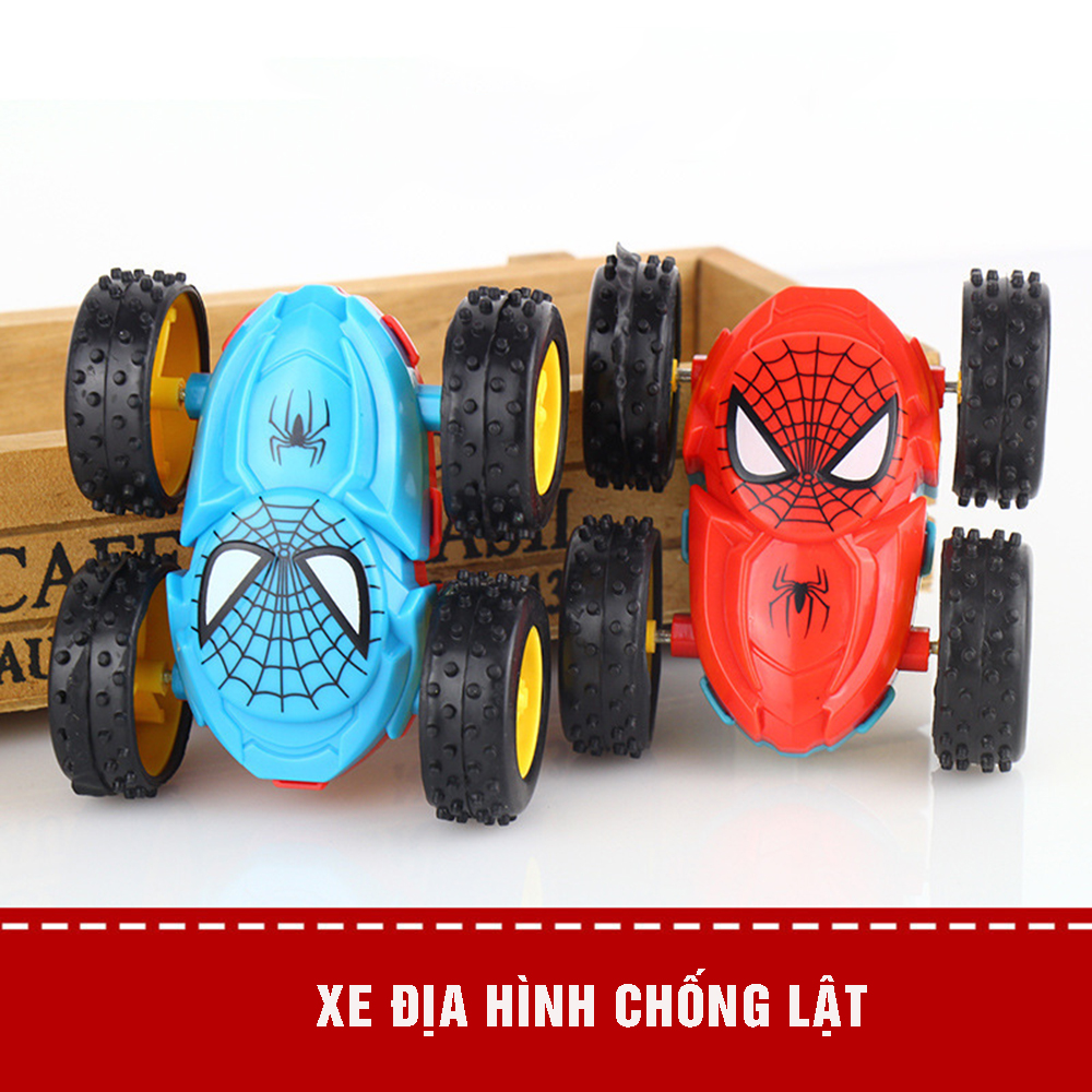 Đồ chơi xe ô tô địa hình bánh đà quán tính, chống lật 360 độ chạy trên mọi địa hình, nhựa nguyên sinh an toàn, hình người nhện Spider Men, Dan House DH11-Hàng chính hãng