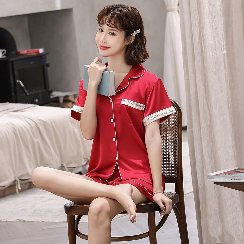 Pijama- Đồ Bộ Set Ngủ Lụa Cộc Cao Cấp Sang Chảnh Tay Áo Cách Điệu CCLP04