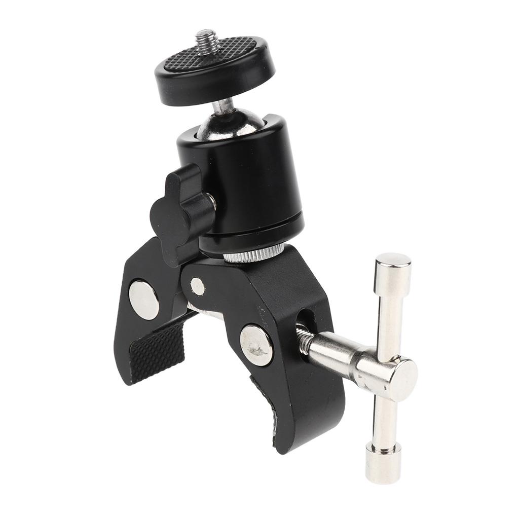 Amagogo Camera Kẹp Núi, đầu bóng Ma Thuật Cánh Tay Siêu Kẹp với 1/4 20 Sợi Hot Shoe Adapter dành cho Máy Ảnh Canon Nikon
