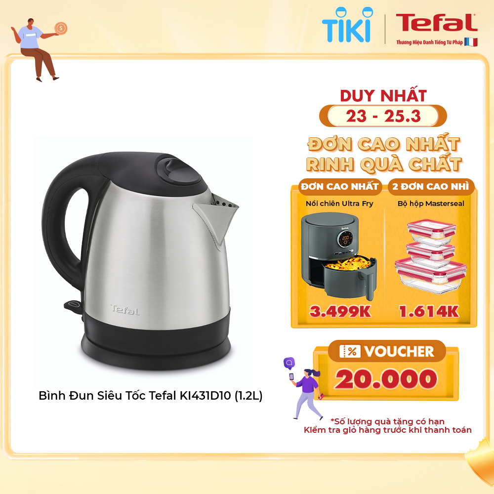 Bình đun siêu tốc 1.2L Tefal KI431D10 - 1800W - Hàng chính hãng