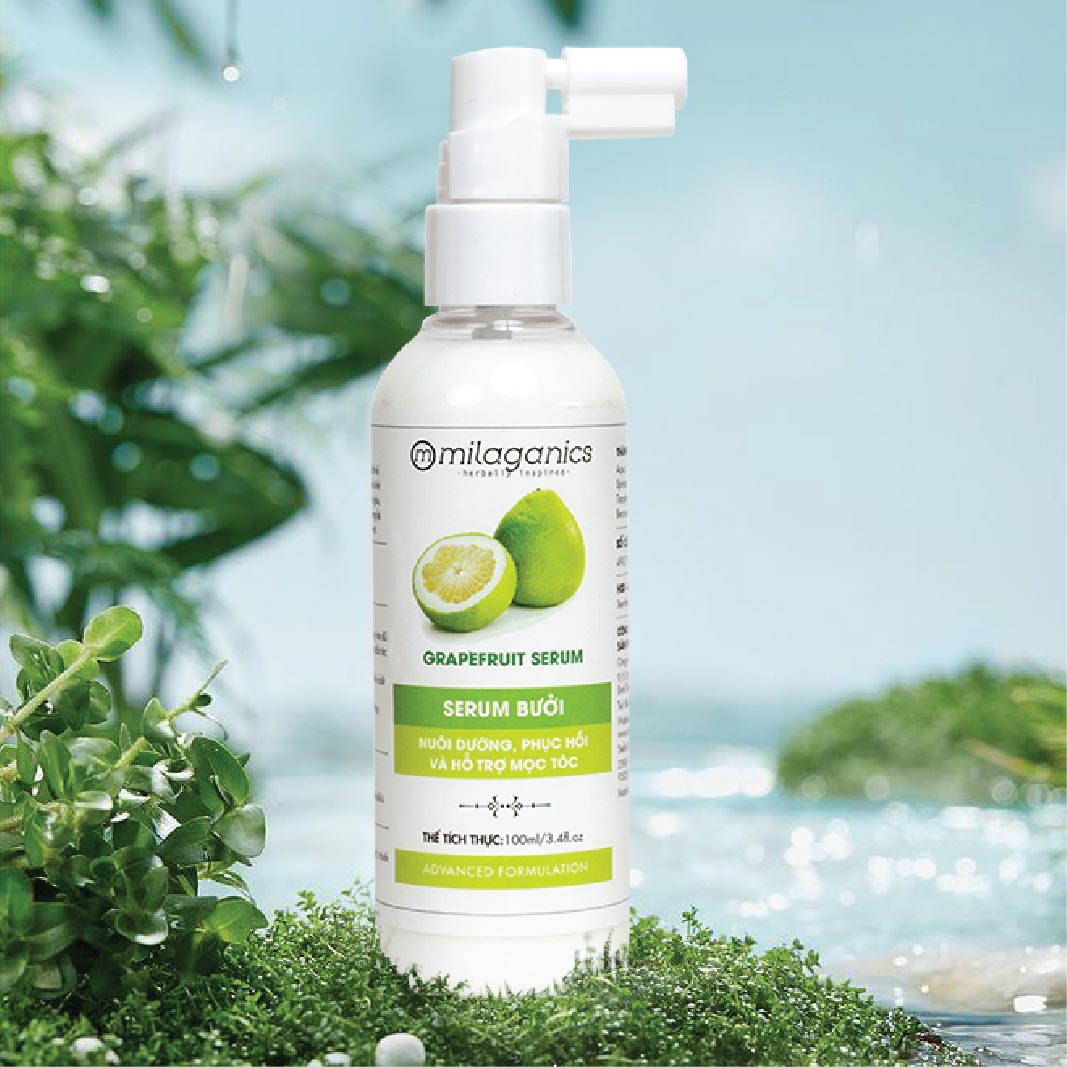 Serum Bưởi Dưỡng Tóc Milaganics Grapefruit Hair Serum - Giúp Tóc Suôn Mượt, Mềm Mại, Chắc Khỏe, Hạn Chế Gãy Rụng, Kích Thích Mọc Tóc 150ml/Chai (Mẫu NEW VERSION)