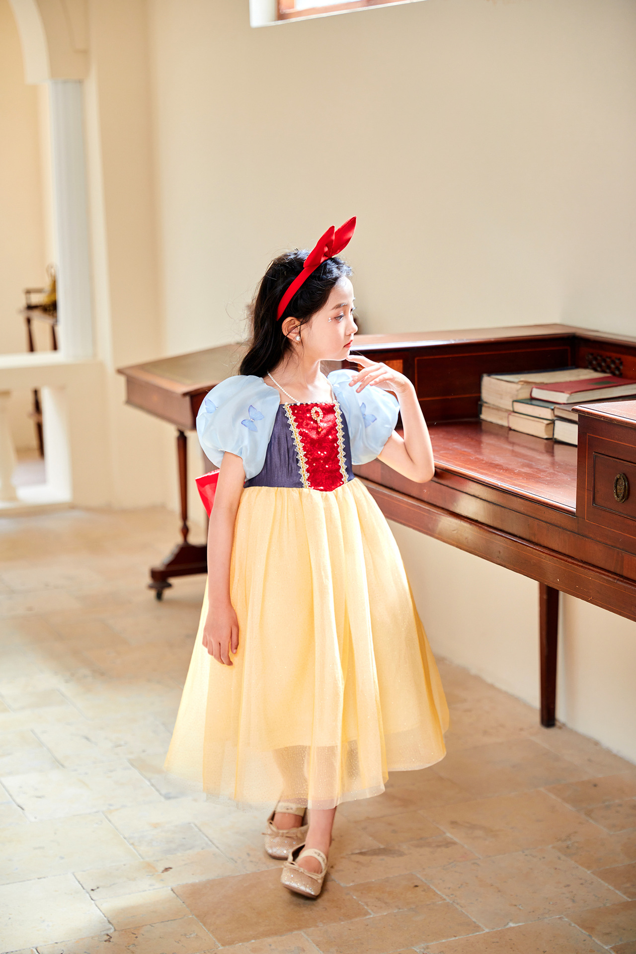 Đầm công chúa bạch tuyết cho bé gái hóa trang cosplay Halloween (tặng kèm cài tóc)