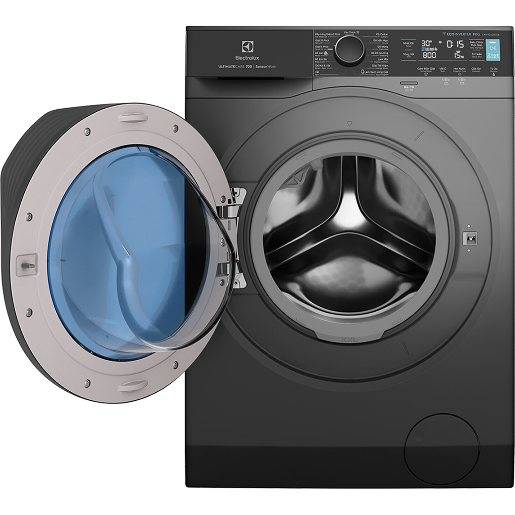Máy giặt cửa trước Electrolux 9kg UltimateCare 700 - EWF9042R7SB - Không cặn giặt tẩy, diệt 99.9% vi khuẩn, loại bỏ đến 49 loại vết bẩn, kết nối Wifi [Hàng chính hãng]