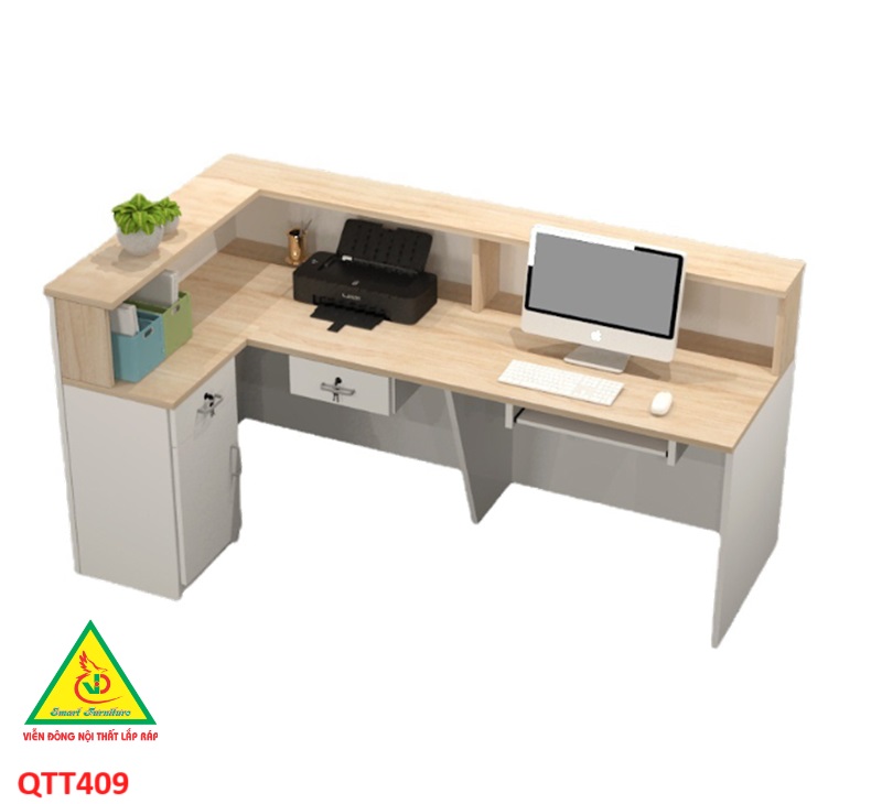 QUẦY LỄ TÂN, QUẦY TIẾP TÂN, QUẦY TÍNH TIỀN, QUẦY THU NGÂN QTT409 - Nội thất lắp ráp Viễn Đông Adv