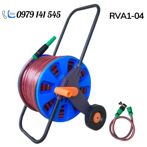 Bộ Rulo Tưới Cây, Rửa Xe Đa Năng RVA1, 30m -50m Dây tưới Cao cấp siêu bền, chống gập chống xoắn kèm Khung lô cuốn dây tưới +đủ bộ Vòi tưới và phụ kiện nối nhanh dễ dàng sử dụng