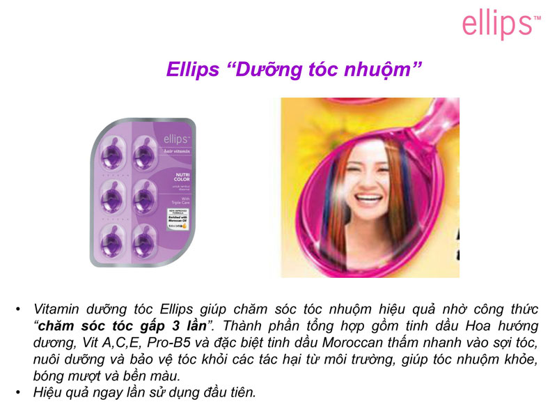 Viên dưỡng tóc Ellips tím - Dành cho tóc nhuộm - Hộp 12 vỉ (6 viên/vỉ)