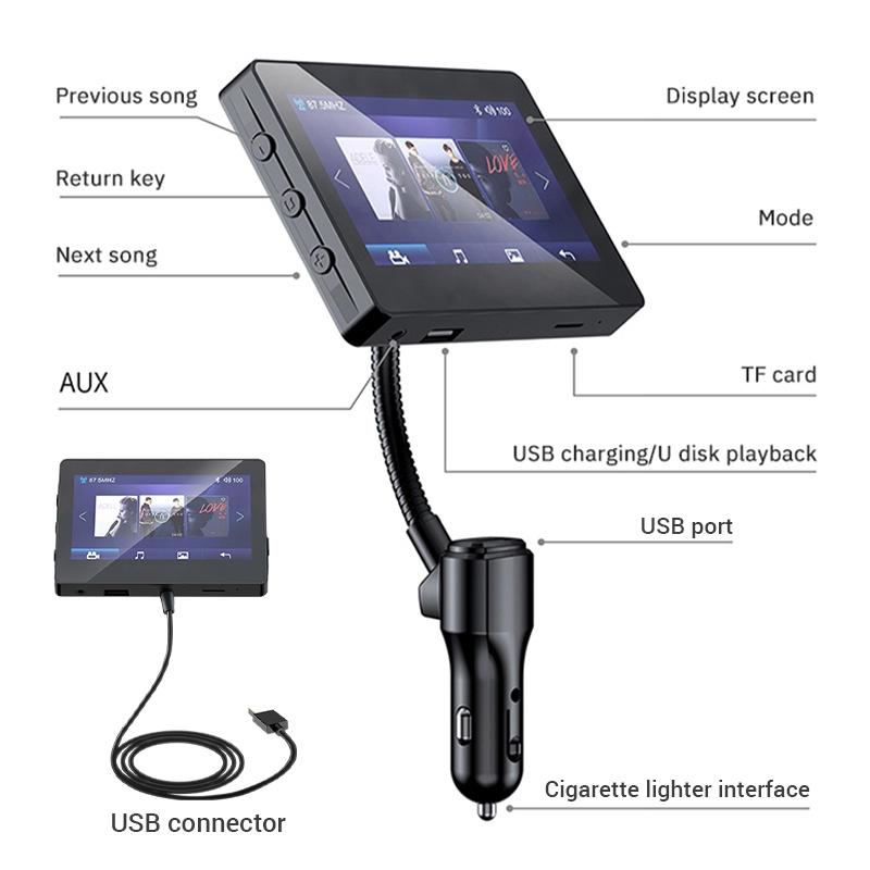 Máy Phát Nhạc MP5 4.3 Inch Bluetooth 5.0 USB 12V 24V Cho Xe Hơi