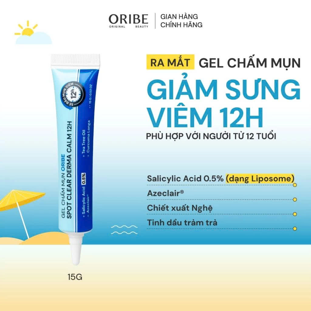 Gel chấm mụn giảm mụn giảm thâm mụn làm khô cồi mụn nhanh 12H Oribe Spot Clear Derma Calm 12H