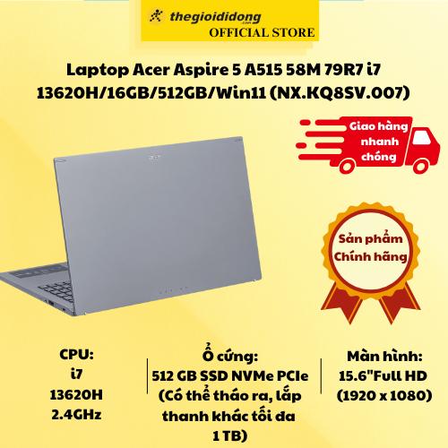 Laptop Acer Aspire 5 A515 58M 79R7 i7 13620H/16GB/512GB/Win11 (NX.KQ8SV.007) - Hàng Chính Hãng
