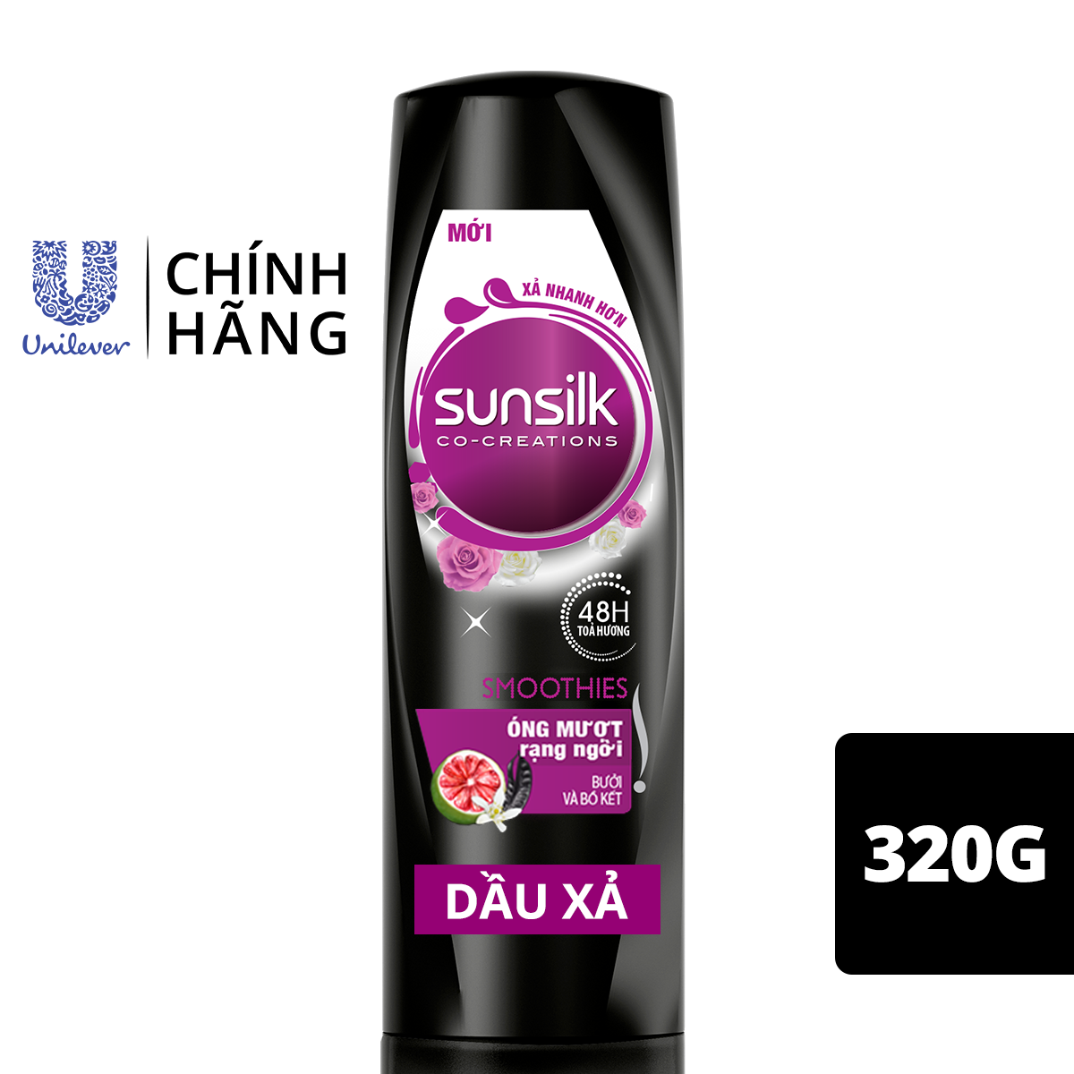 Dầu xả Sunsilk Óng Mượt Rạng Ngời 320gr dành cho tóc khô xơ với tinh chất bưởi &amp; bồ kết