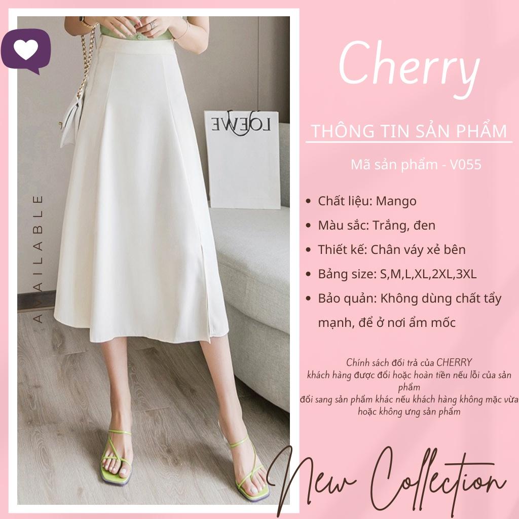Chân váy dài xẻ tà ulzzang phong cách Hàn QuốcCHERRY Váy nữ dài chữ A công sở dài sẻ tà V055